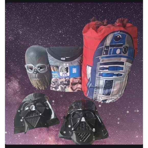STAR WARS Sleeping Bag 52×28  Pajamas 14/16 MASK Lot - Picture 1 of 16
